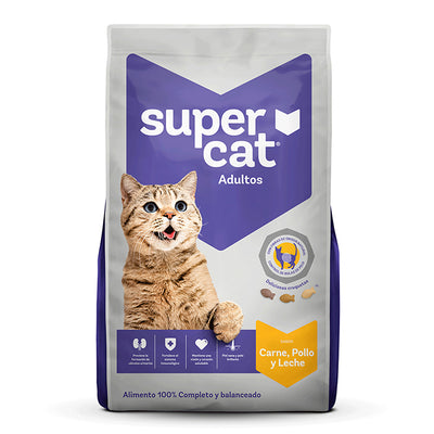 Supercat | Adultos sabor carne, pollo y leche – 1 kg