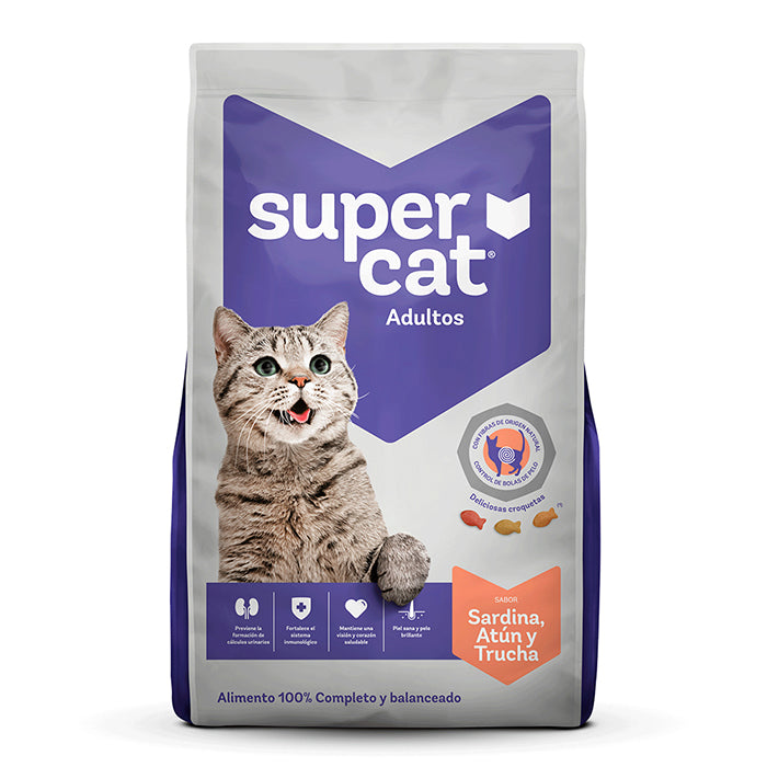 Supercat | Adultos sabor sardina, atún y trucha – 9 kg