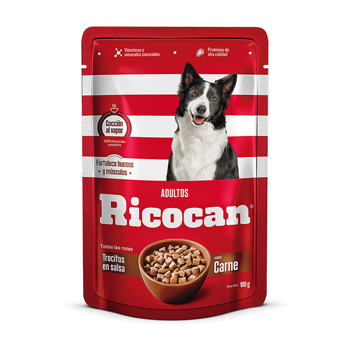 Ricocan | Trocitos en salsa sabor carne, adultos (pouch)