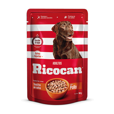 Ricocan | Trocitos en salsa sabor pollo, adultos (pouch)