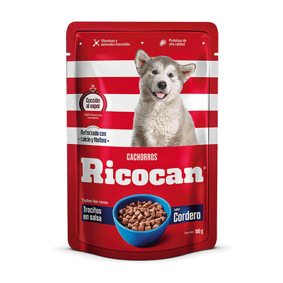 Ricocan | Trocitos en salsa sabor cordero, cachorros – 100 g