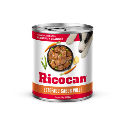 Ricocan | Estofado sabor pollo, adultos razas medianas y grandes (lata)
