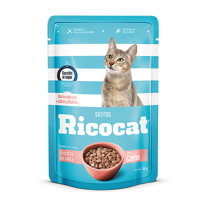 Ricocat | Trocitos sabor carne, gatitos (pouch)