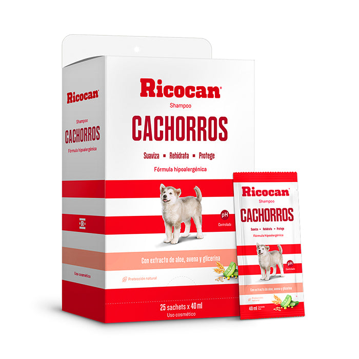 Ricocan | Shampoo Cachorros con fórmula hipoalergénica – Disp 40 ml x 25 un