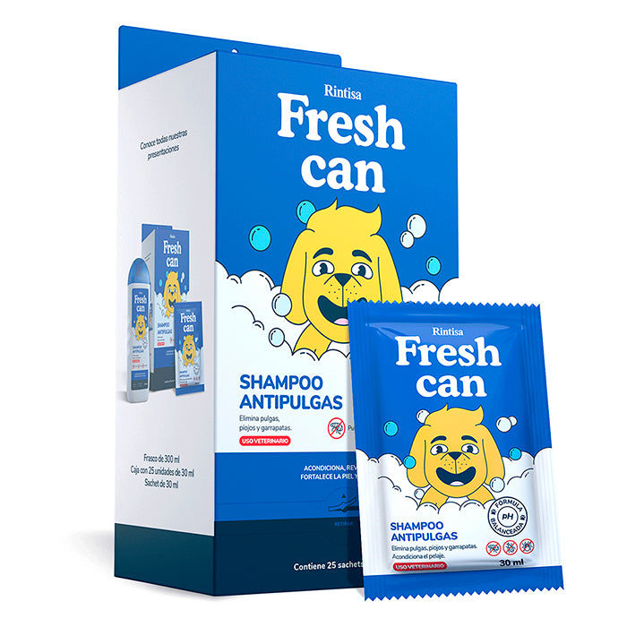Fresh Can | Shampoo antipulgas para perros adultos – Disp 30 ml x 25 un