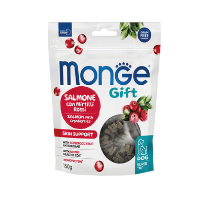 Monge Gift Premios Super M Skin Support para perros - salmón y arándanos