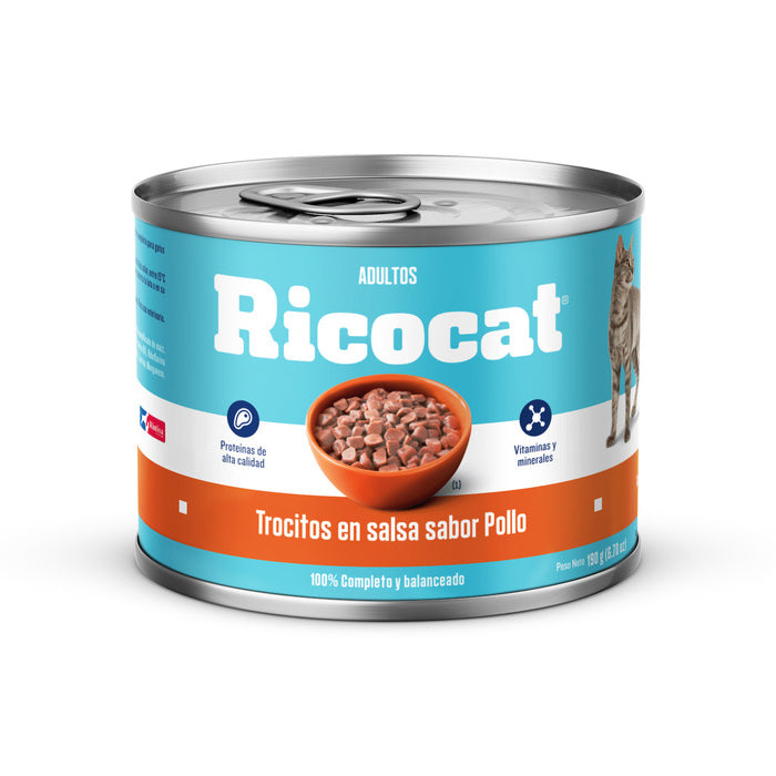 Ricocat | Trocitos en salsa sabor pollo, gatos adultos (lata)