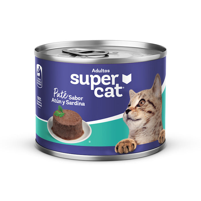 Supercat | Paté sabor atún y sardina, gatos adultos (lata)