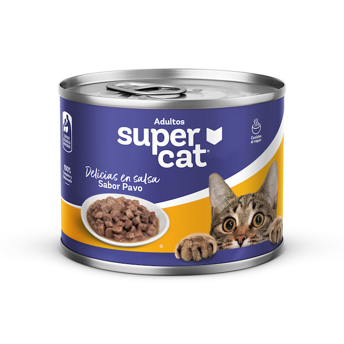 Supercat | Delicias en Salsa sabor pavo, gatos adultos (lata)