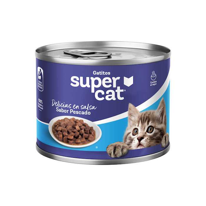 Supercat | Delicias en Salsa sabor pescado, gatitos (lata)