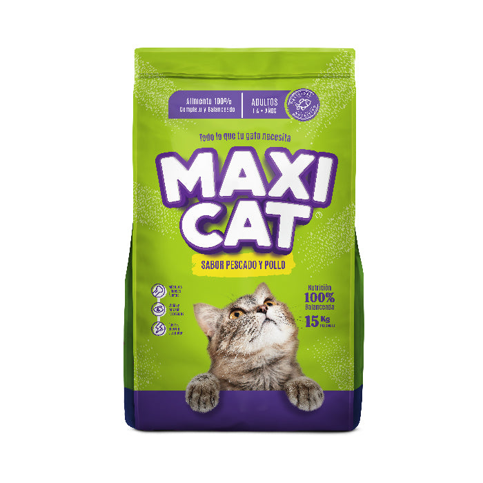 Maxicat | Gatos adultos sabor pollo y pescado – 15 kg