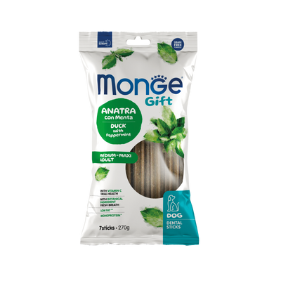 Monge Gift Dental Sticks Medium-Maxi pato y menta