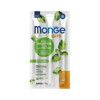 Monge Gift Soft Sticks esterilizado pato y toronjil