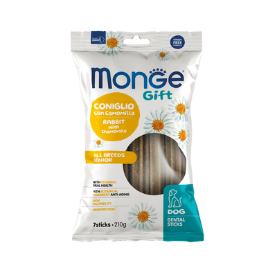 Monge Gift Dental Sticks senior conejo y manzanilla