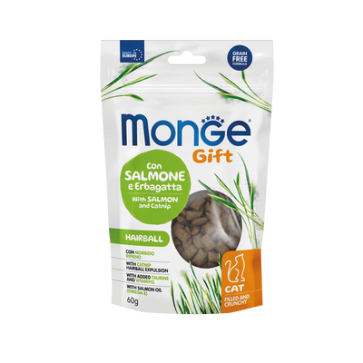 Monge Gift crujientes hairball salmon y catnip