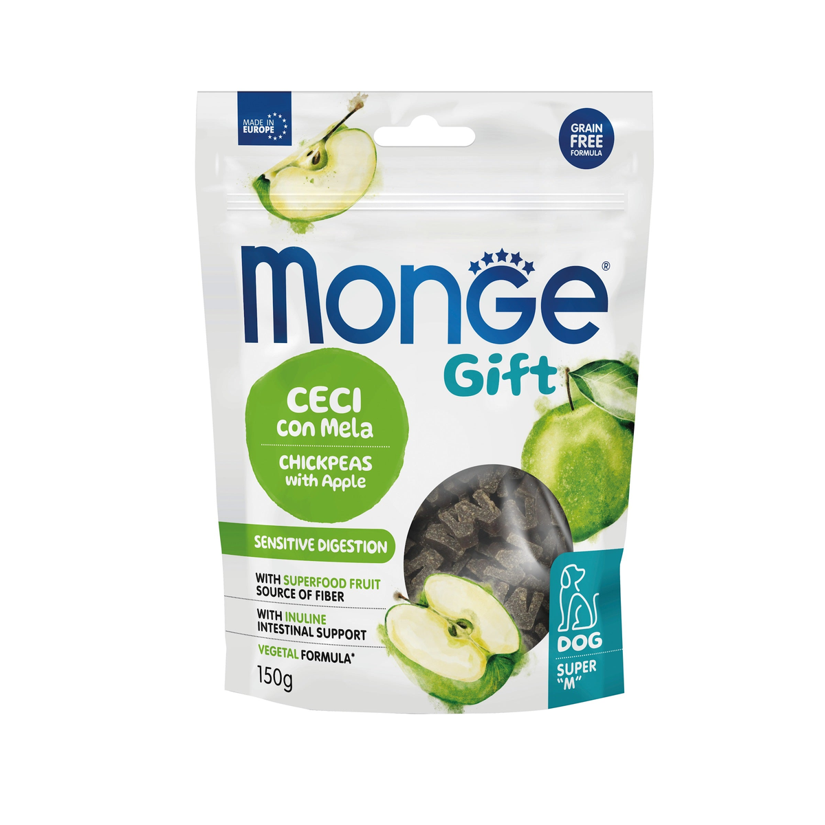 Monge Gift Super M Sensitive Digestion garbanzos y manzana · envase frontal