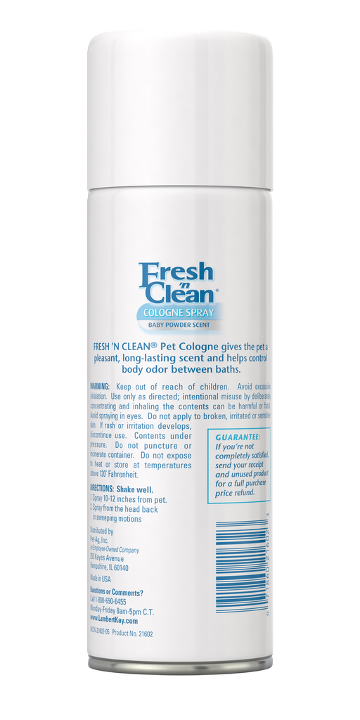 PetAg Fresh 'n Clean Cologne Baby Powder — reverso