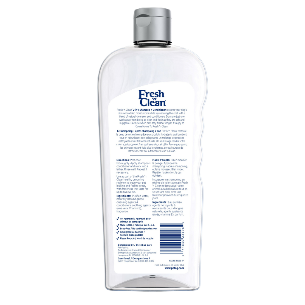 PetAg Fresh 'n Clean 2-in-1 Oatmeal Shampoo — reverso