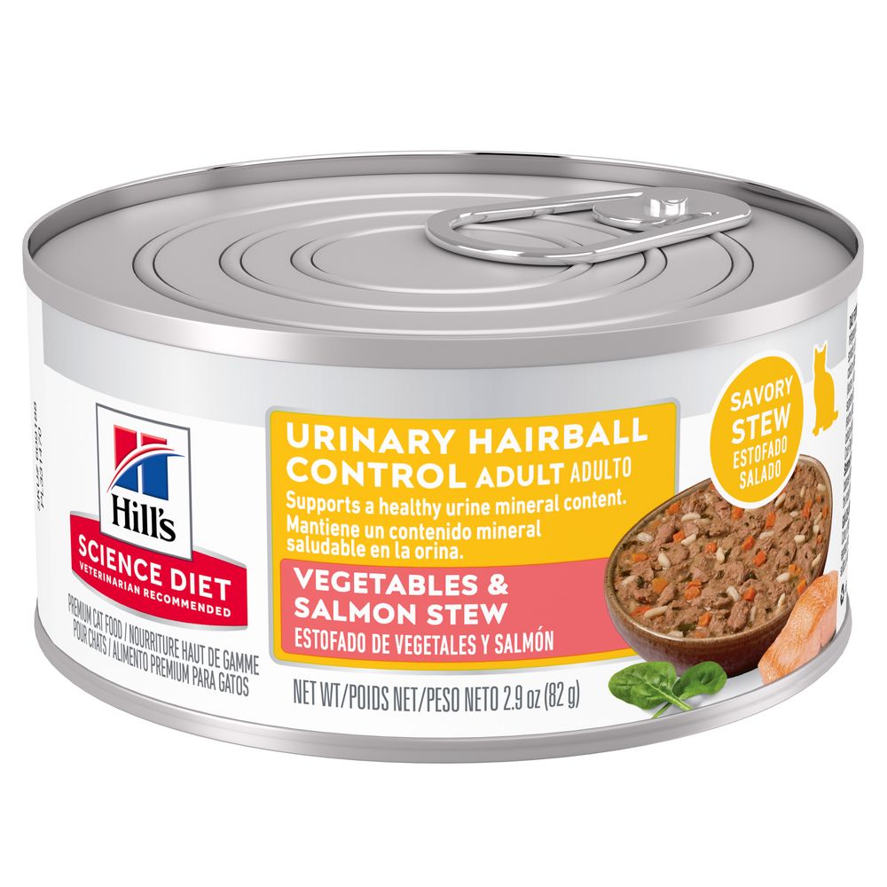 Hill's Science Diet | Alimento húmedo para gatos adultos Adult Urinary & Hairball Control (Pack de 6 latas de 82 g)
