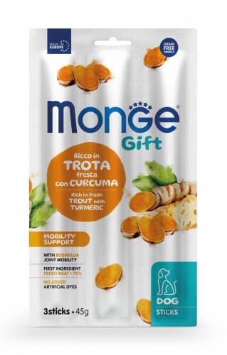 Monge Gift | Premios Sticks Mobility Support para perros. Trucha y cúrcuma