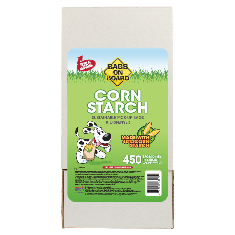 Bags on Board corn starch waste bags dispenser