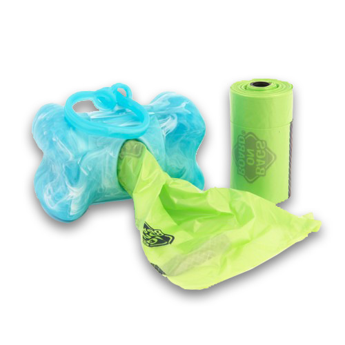 Bags on Board Turquoise Marble Bone Dispenser — en uso