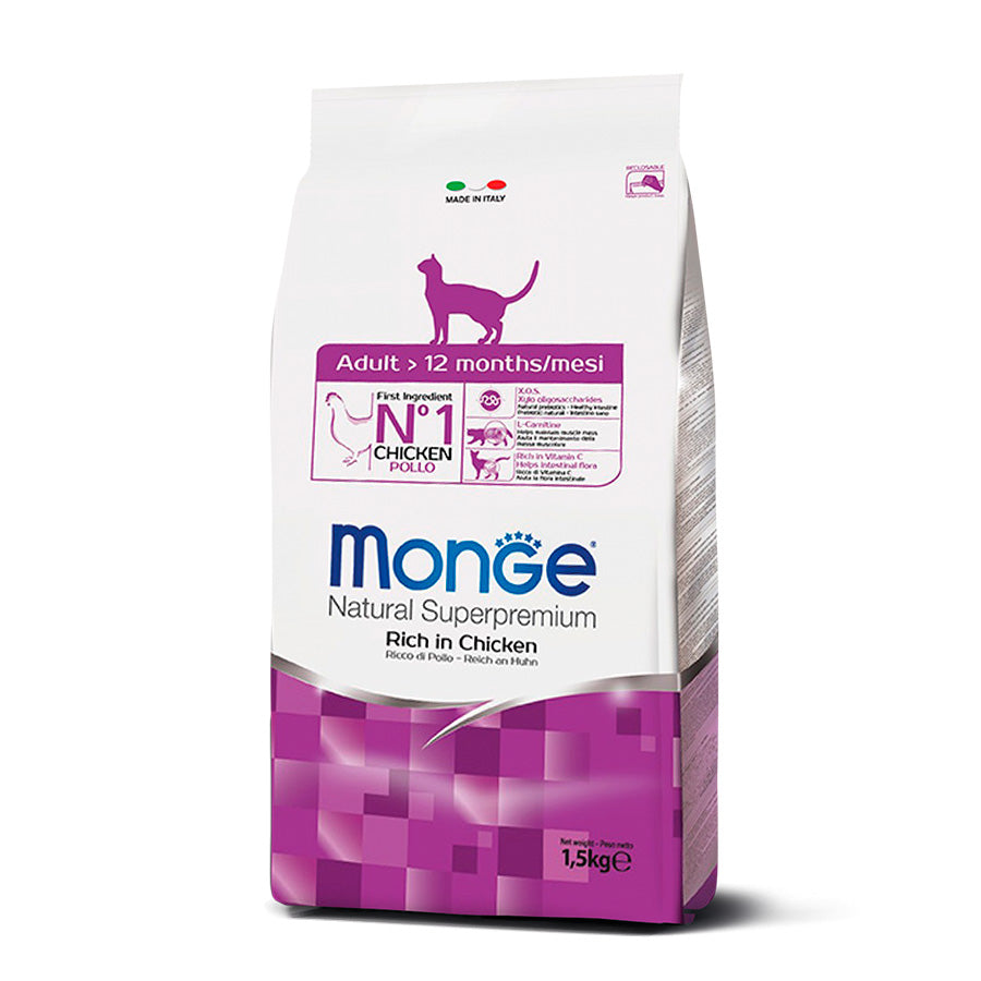 Monge® | Alimento seco para gatos adultos. Receta de pollo