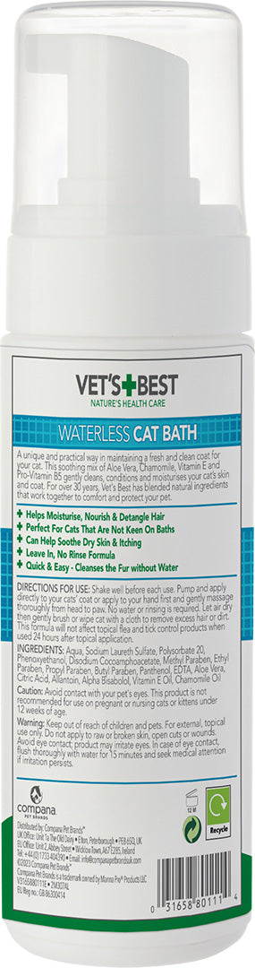 Vet's Best Waterless Cat Bath — reverso