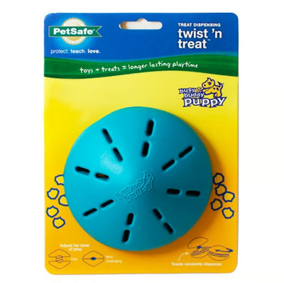 PetSafe Busy Buddy Puppy Twist n Treat, talla S, color turquesa