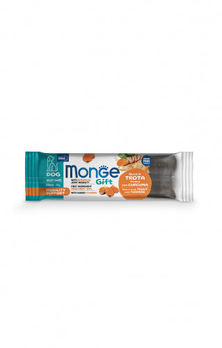 Monge Gift | Premios Meat Bars para perros adultos Mobility Support. Trucha y cúrcuma