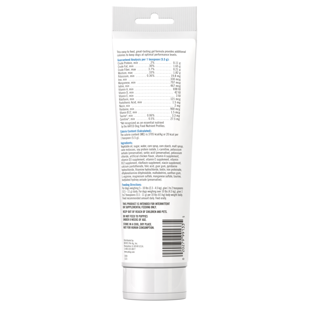 PetAg High Calorie Gel — reverso