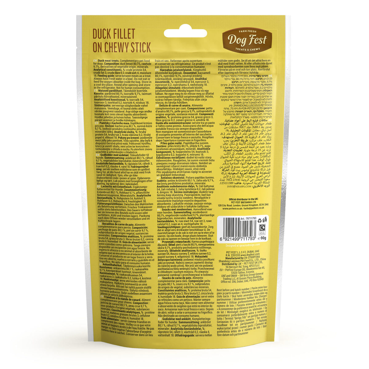 Dog Fest | Filete de pato sobre palito masticable para perros adultos