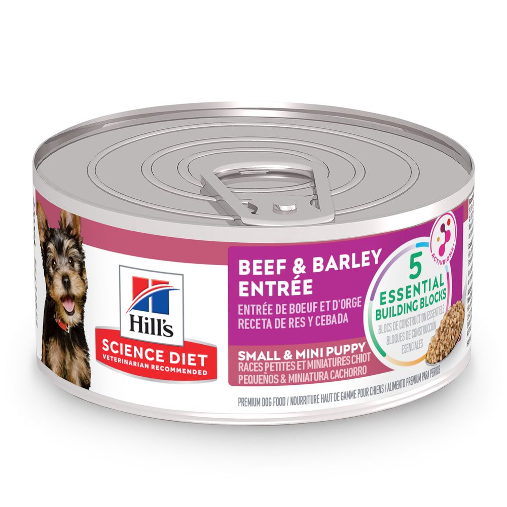Hill's Science Diet | Alimento húmedo para perros cachorros de razas pequeñas y miniatura Puppy Small & Mini. Estofado de pollo y vegetales (Pack de 6 latas de 99 g)