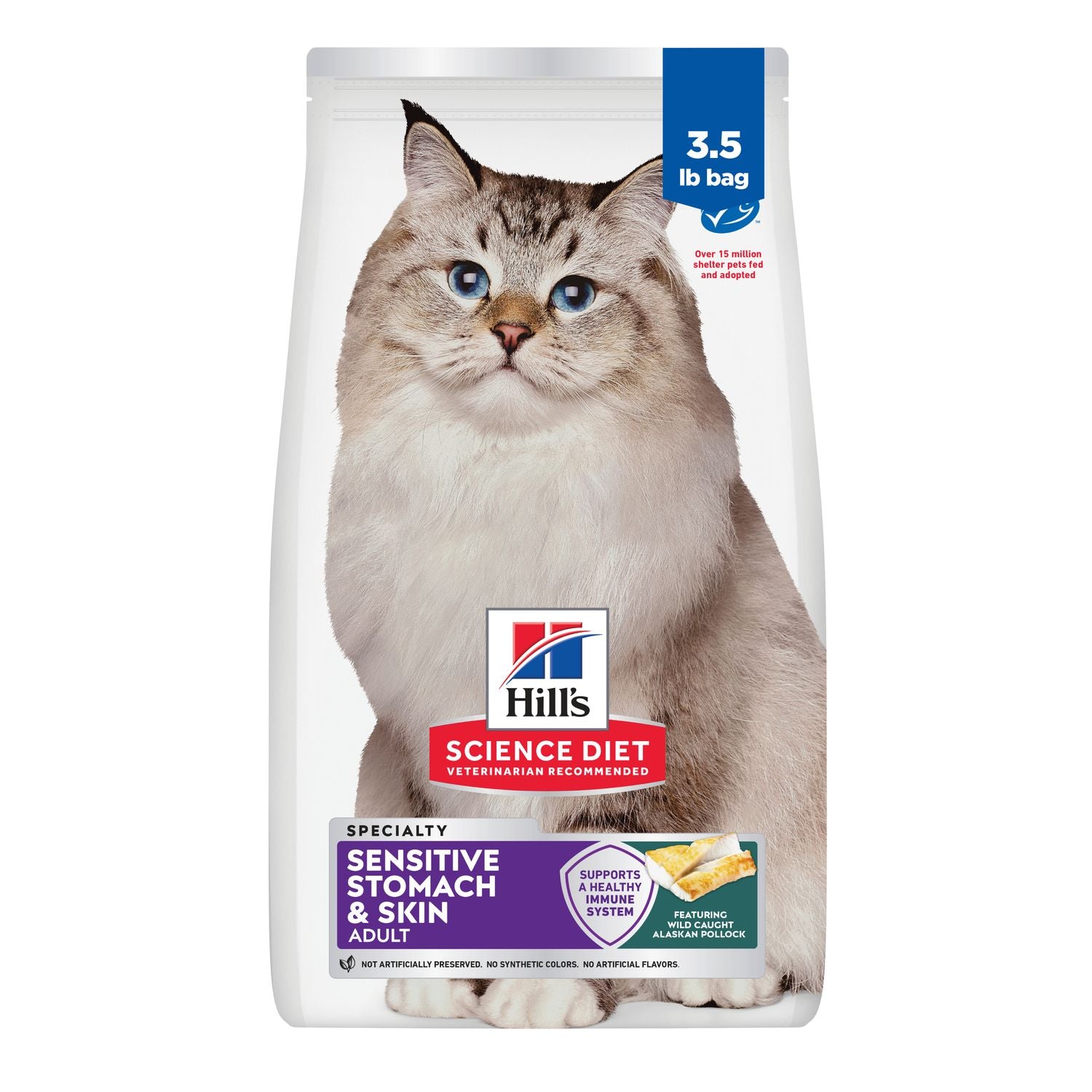 Hill's Science Diet | Alimento seco para gatos adultos Adult Sensitive Stomach & Skin. Receta de pollo