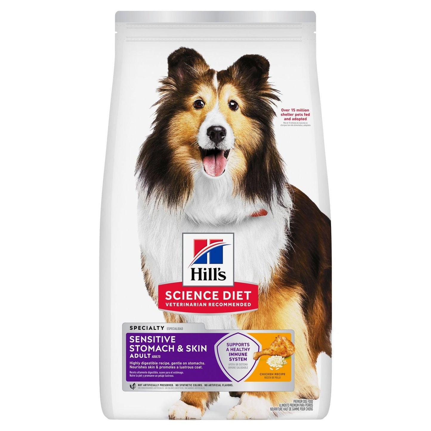 Hill's Science Diet | Alimento seco para perros adultos Adult Sensitive Stomach & Skin. Receta de pollo y cebada.