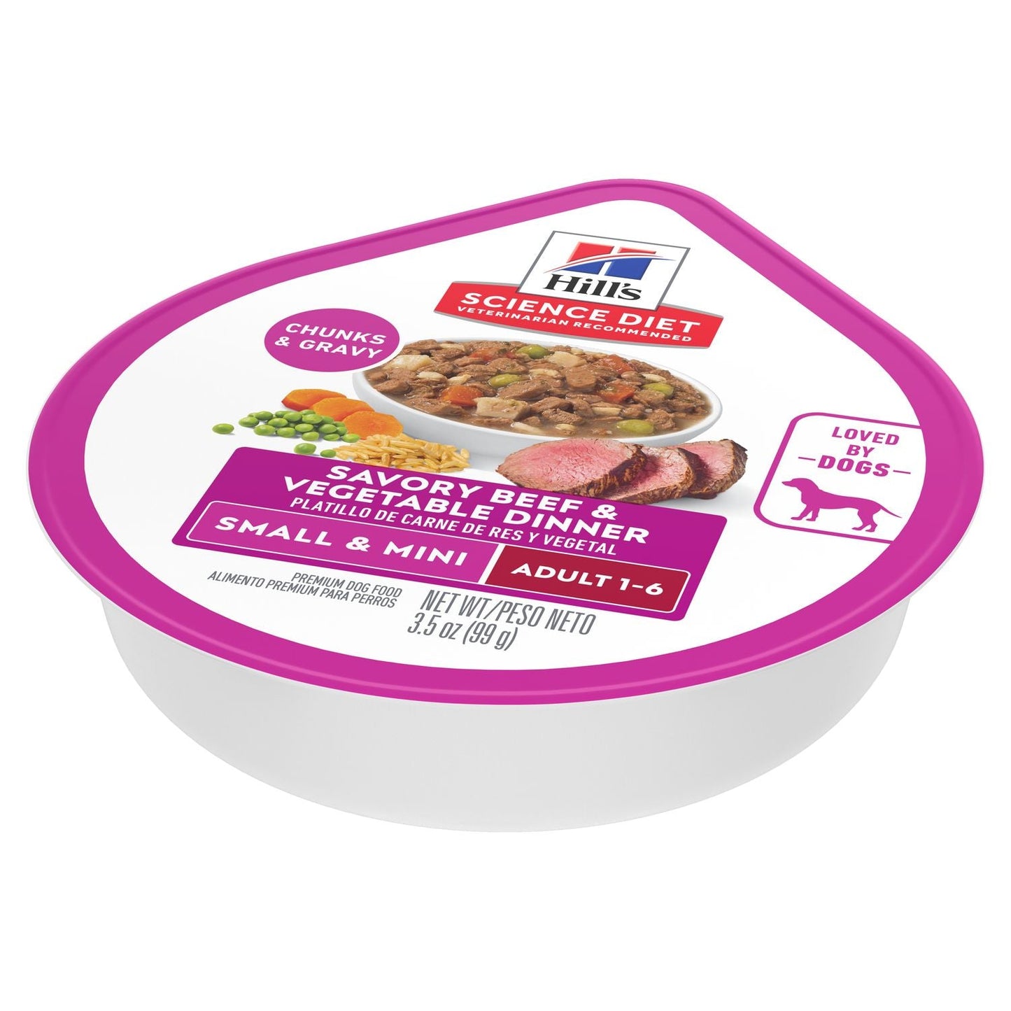 Hill's Science Diet | Alimento húmedo para perros adultos de razas pequeñas y miniatura Adult Small & Mini. Estofado de carne de res y vegetales (Pack de 6 latas de 99 g)
