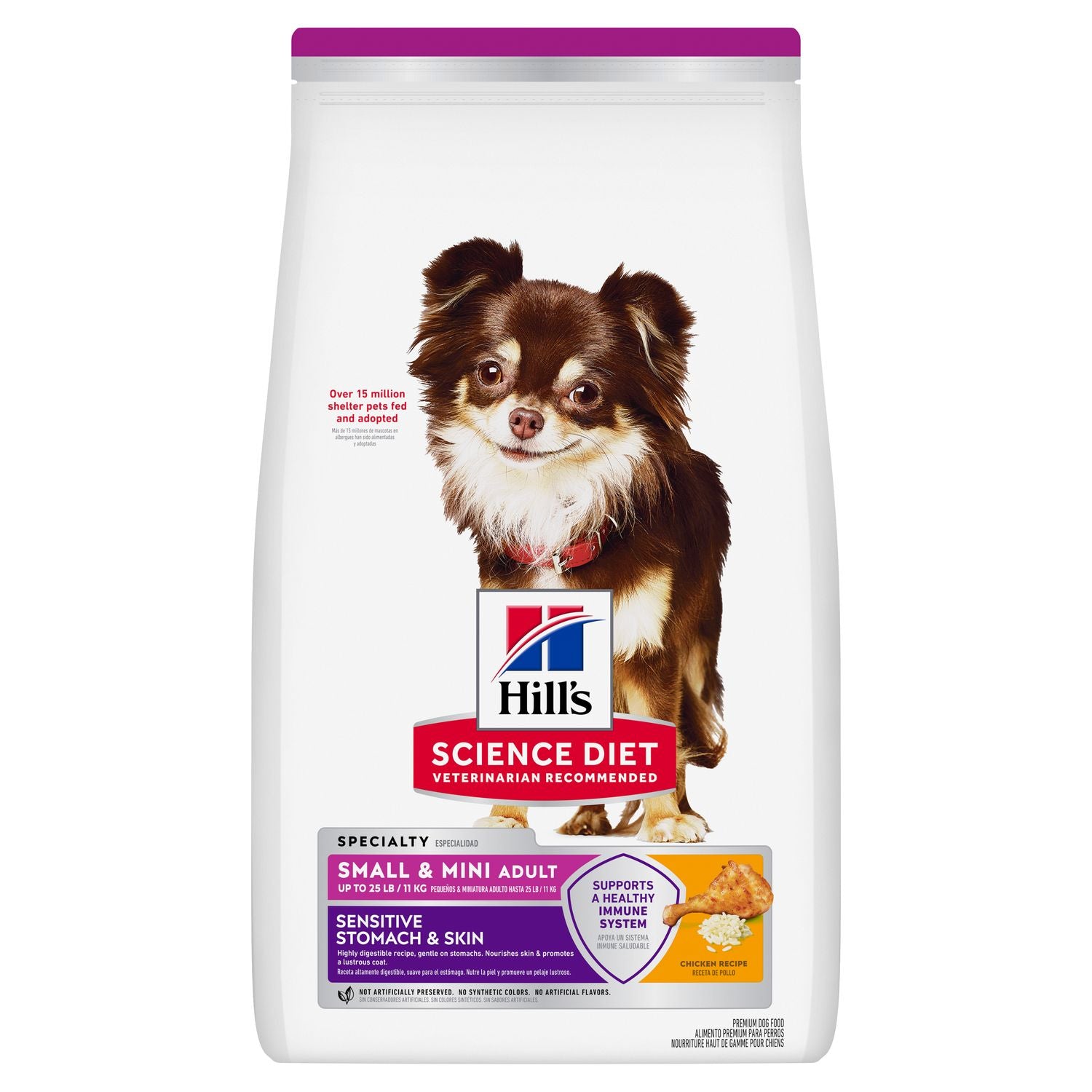 Hill's Science Diet | Alimento seco para perros adultos de razas pequeñas y miniatura Adult Sensitive Stomach & Skin Small & Mini. Receta de pollo y cebada.