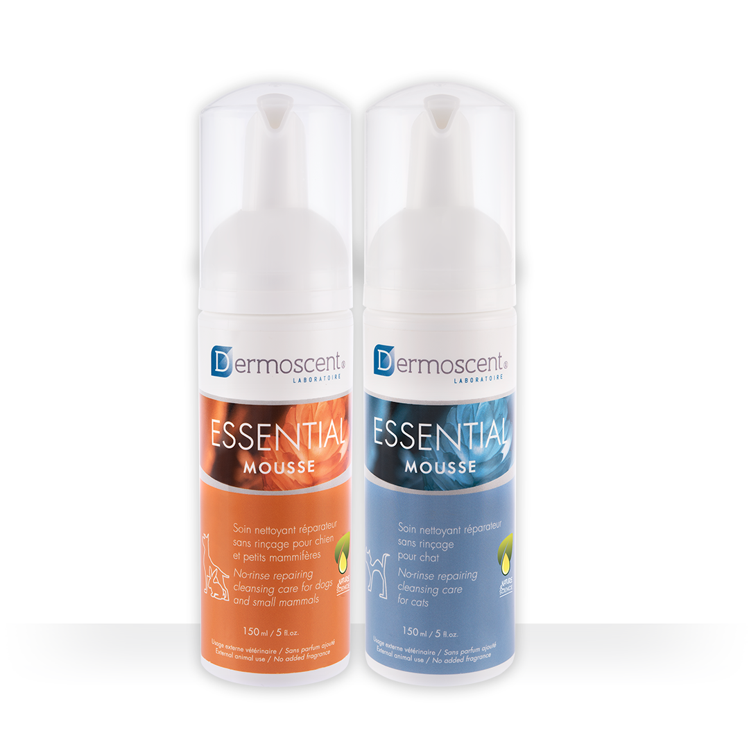 Dermoscent Essential Mousse 150 ml: presentaciones para perros y para gatos. Venta por frasco.