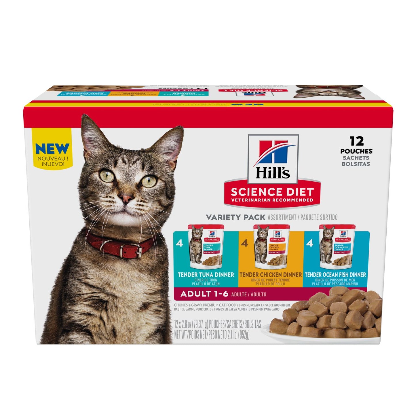 Hill's Science Diet | Alimento húmedo para gatos adultos Adult Tender Ocean Fish Dinner (Pack de 6 sobres de 79.39g)