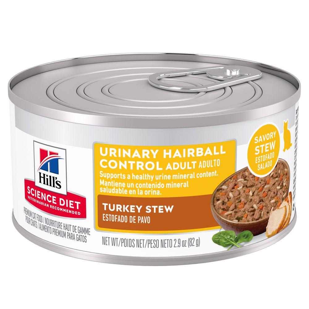 Hill's Science Diet | Alimento húmedo para gatos adultos Adult Urinary & Hairball Control (Pack de 6 latas de 82 g)