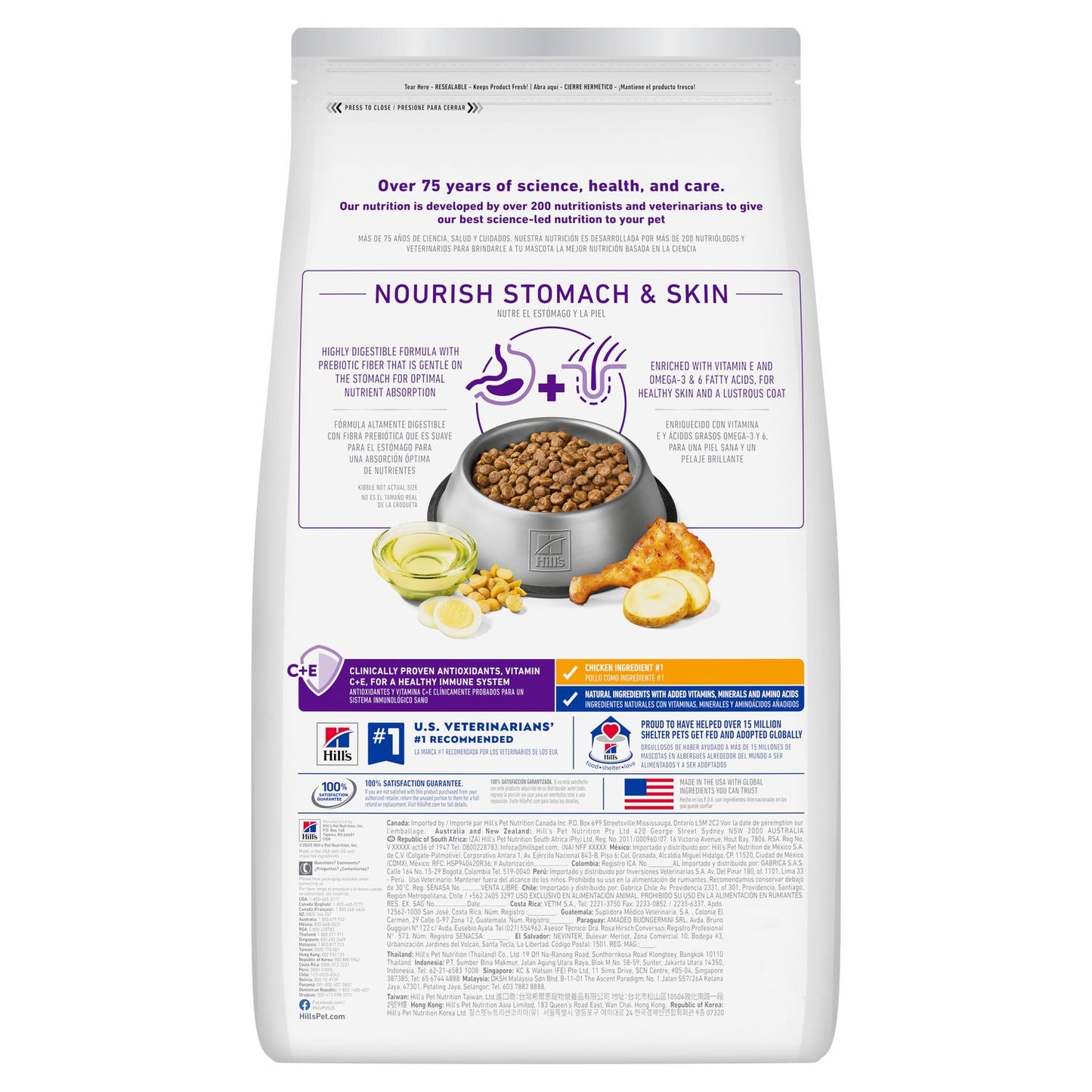 Hill's Science Diet | Alimento seco para perros adultos Adult Sensitive Stomach & Skin. Receta de pollo y cebada.