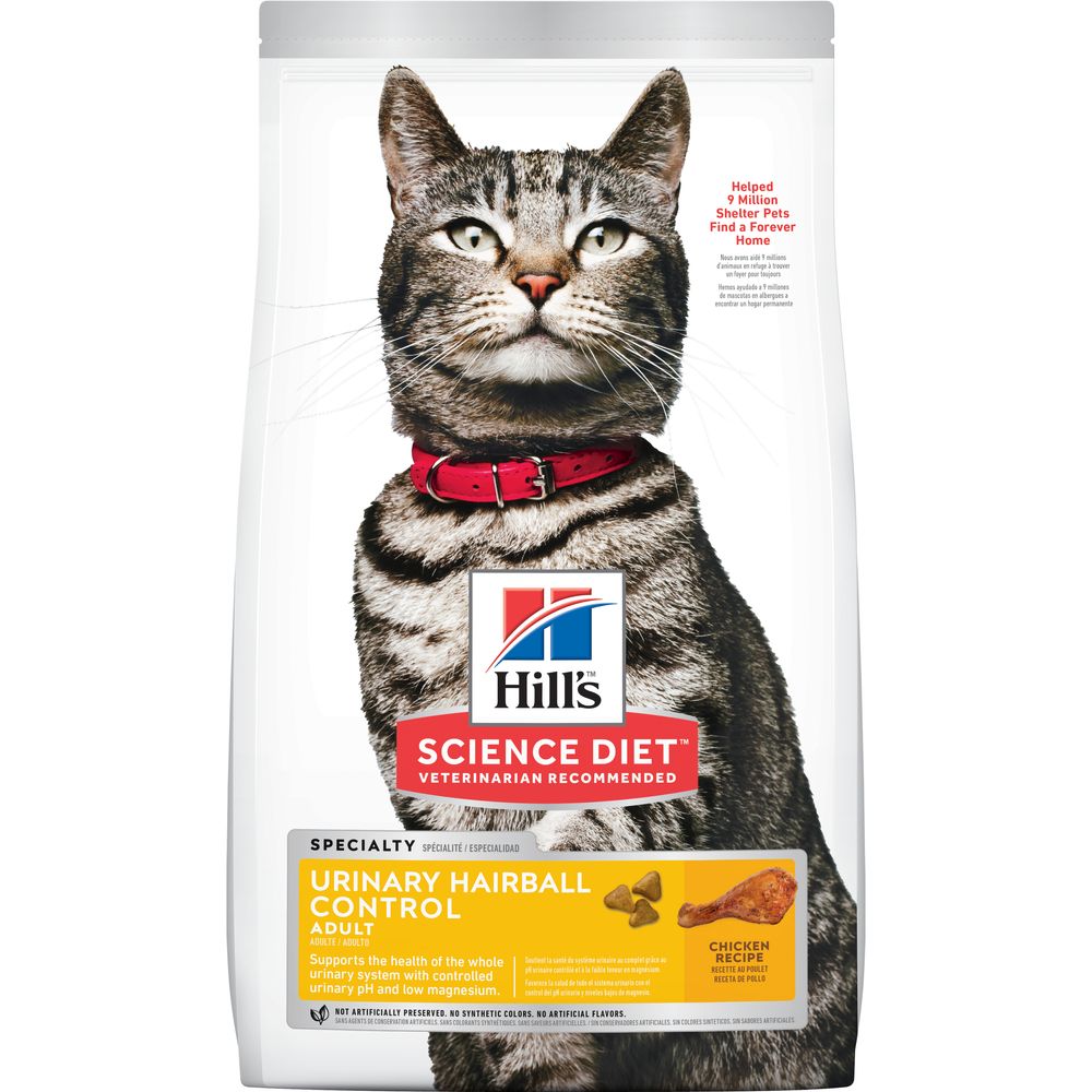Hill's Science Diet | Alimento seco para gatos adultos Adult Urinary & Hairball Control. Receta de pollo