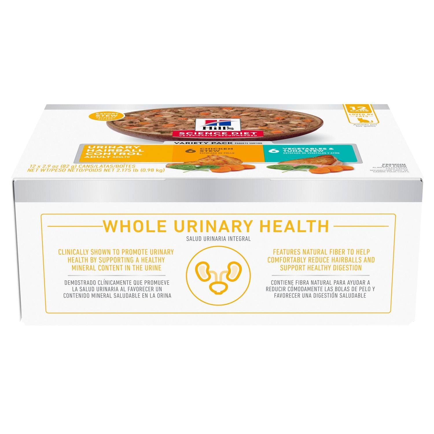 Hill's Science Diet | Alimento húmedo para gatos adultos Adult Urinary & Hairball Control (Pack de 6 latas de 82 g)