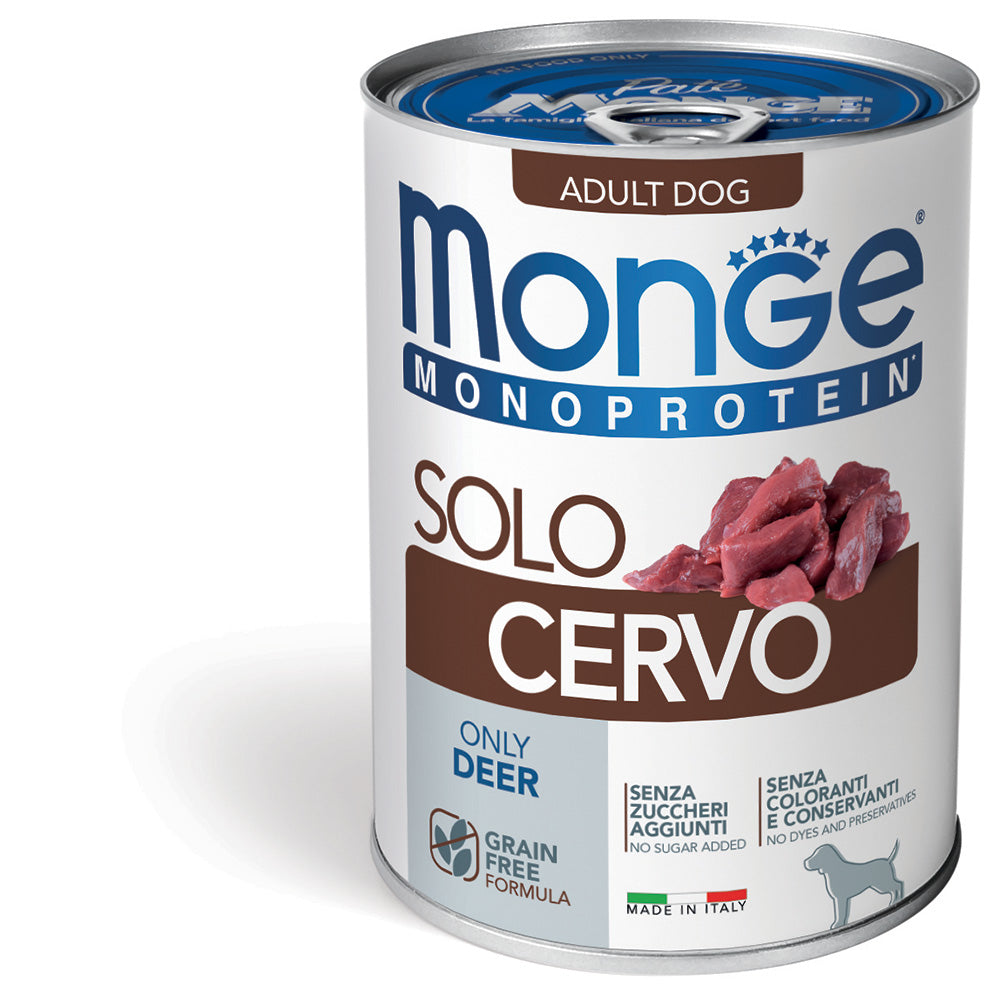 Monge | Alimento húmedo para perros adultos Monoprotein. Ciervo