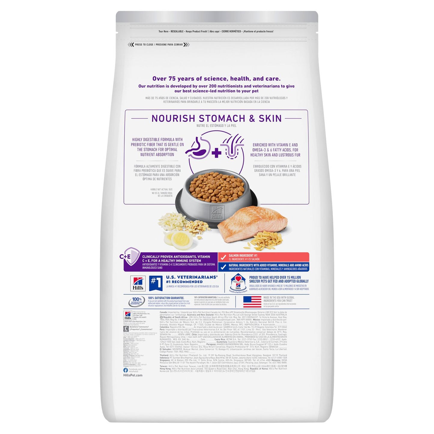 Hill's Science Diet | Alimento seco para gatos adultos Adult Sensitive Stomach & Skin. Receta de pollo