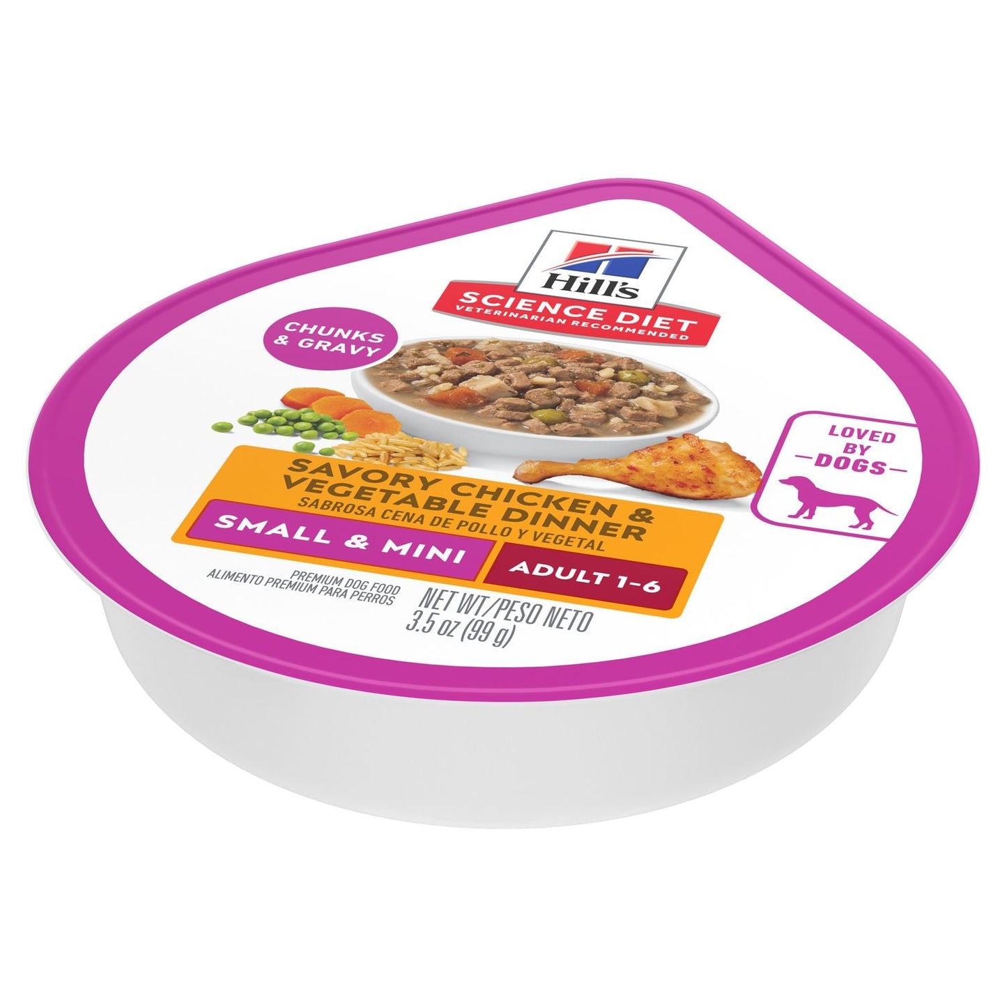 Hill's Science Diet | Alimento húmedo para perros adultos de razas pequeñas y miniatura Adult Small & Mini. Estofado de pollo y vegetales (Pack de 6 latas de 99 g)