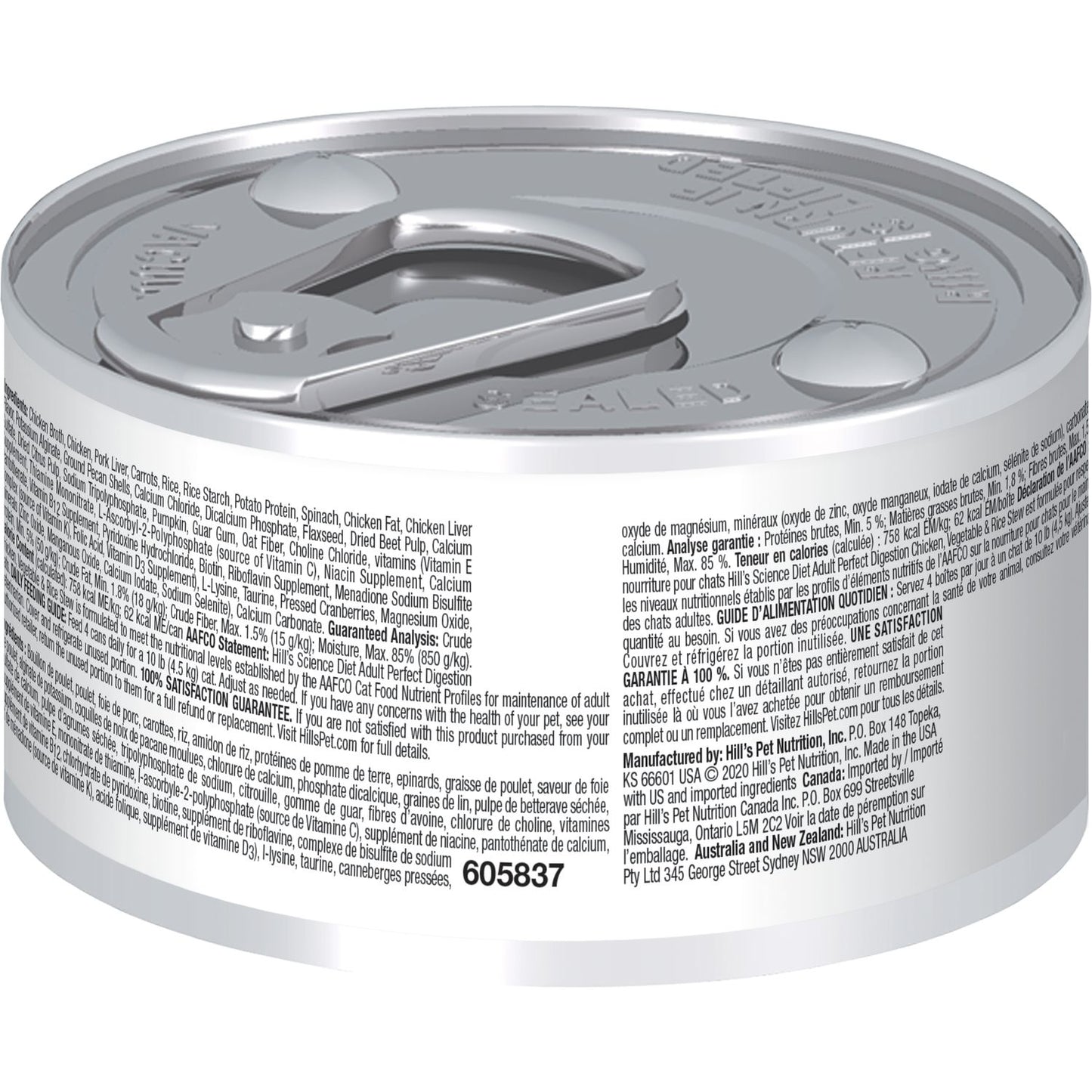 Hill's Science Diet | Alimento húmedo para gatos adultos Adult Perfect Digestion (Pack de 6 latas de 82 g)