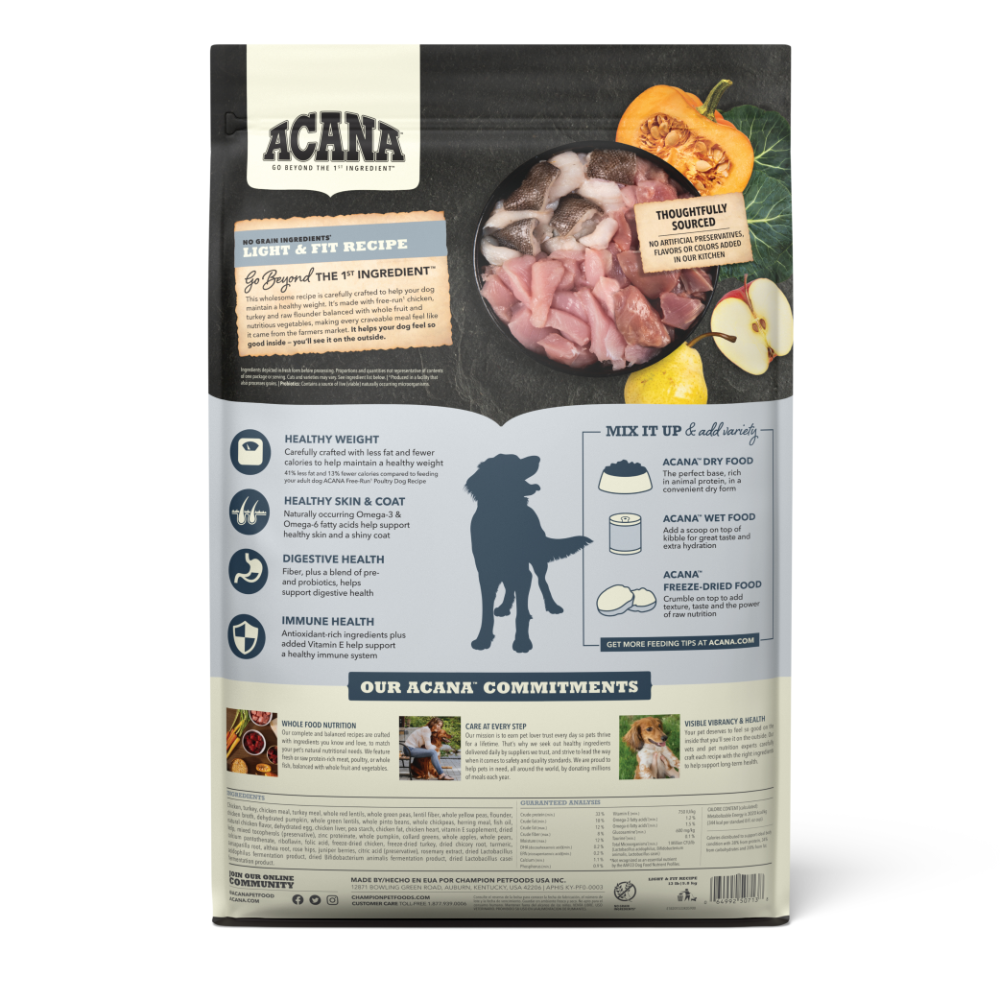 ACANA | Alimento seco para perros adultos Light & Fit Recipe — imagen 4 — CACLF1B201532K02000