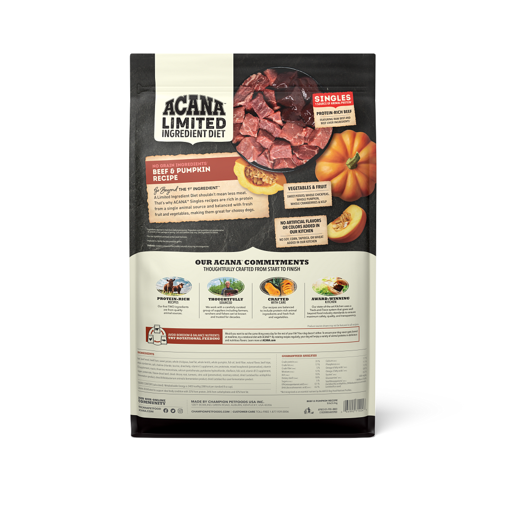 ACANA Singles | Alimento seco para perros sabor res y calabaza — imagen 3 — CACSF1B200832K10200
