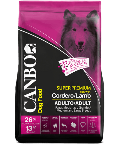 Canbo Adultos Razas Medianas y Grandes con cordero – empaque frontal